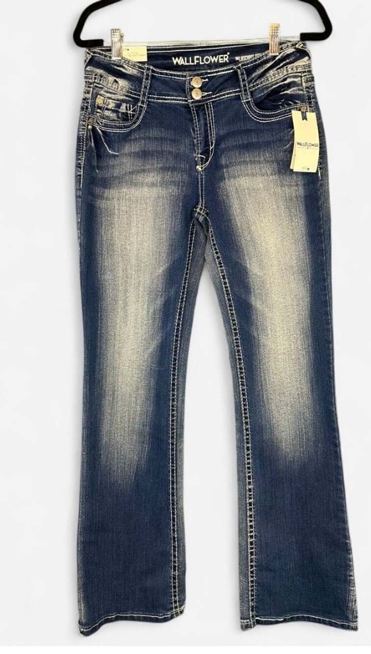 WallFlower Luscious Curvy Fit Bootcut Jeans Size 9/29 Regular Blue Denim